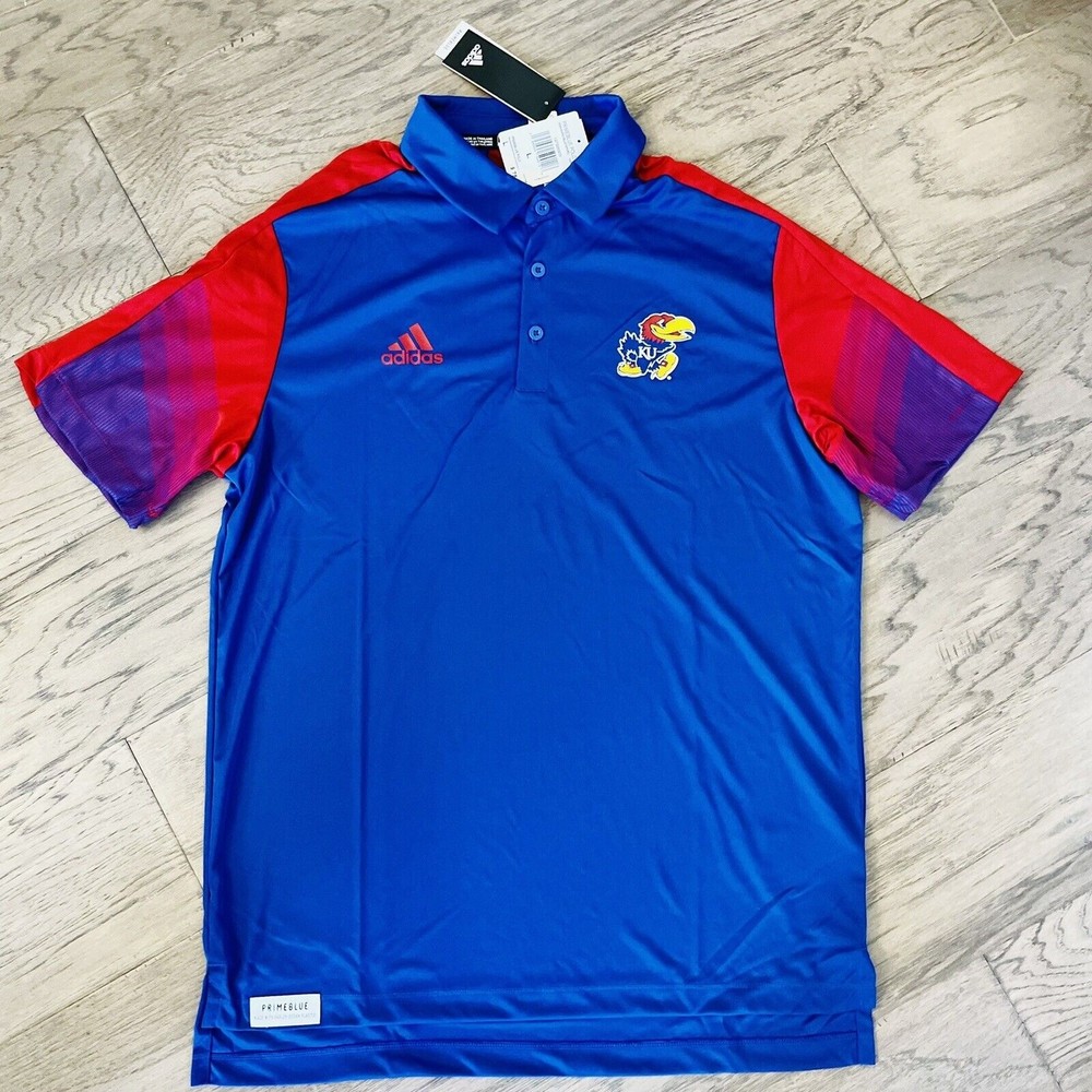Adidas Primeblue Kansas Jayhawks Golf Polo Shirt Mens Size Large NWT H45768